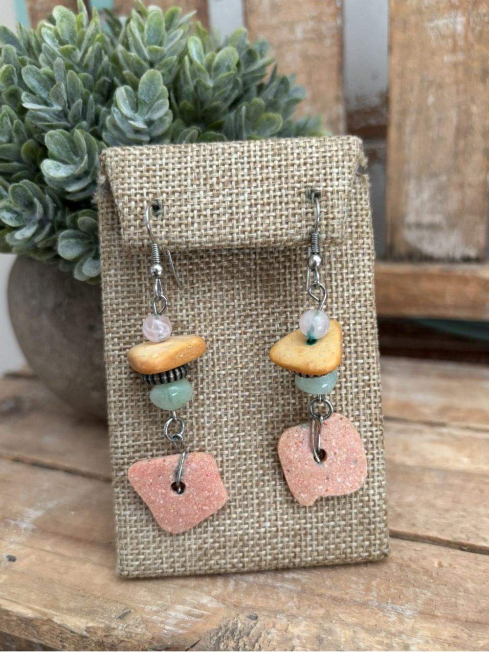Boho Chic Mixed Bead Drop Earrings With Silver Hooks